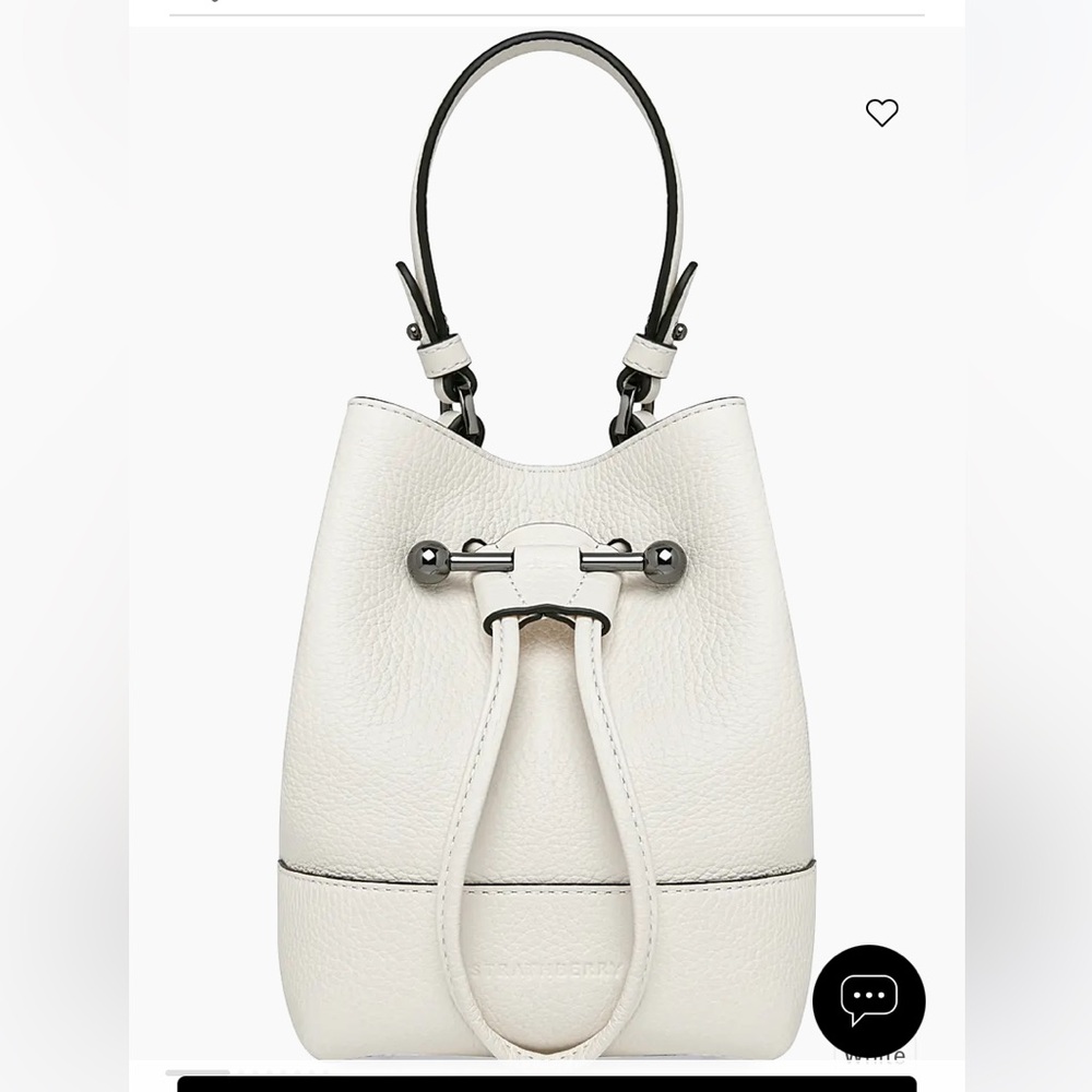Elegant White Leather Bucket Bag